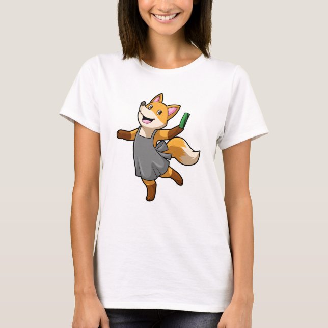 T-shirt Renard comme coiffeur avec ciseaux (Devant)