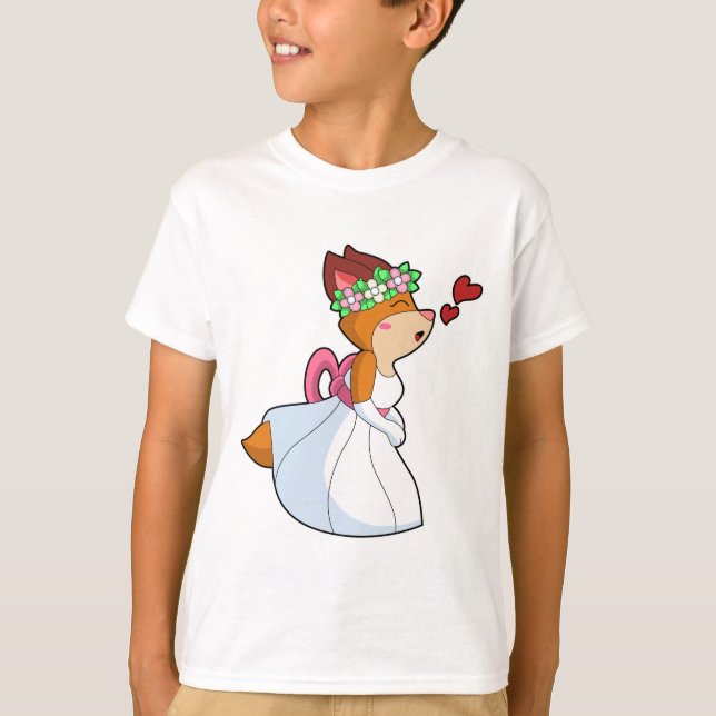 T-shirt Renard comme mariée avec robe Mariage & Flower wre (Devant)
