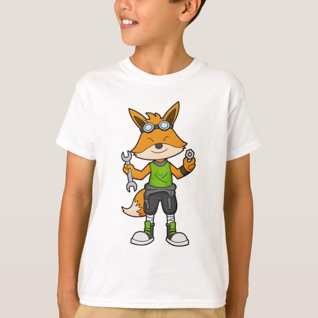 T-shirt Renard comme Mécanique avec clé & noix (Devant)