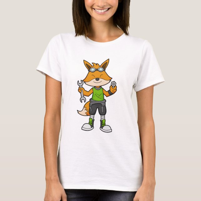 T-shirt Renard comme Mécanique avec clé & noix (Devant)