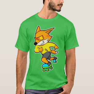 T-shirt Renard comme patineur avec Roller skates 1