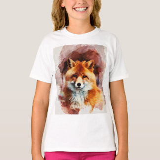 T-shirt renard d'aquarelle
