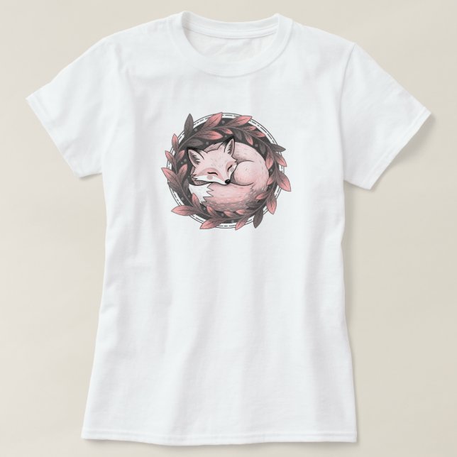 T-shirt Renard douillet dans les feuilles d'automne | BKAN (Design devant)