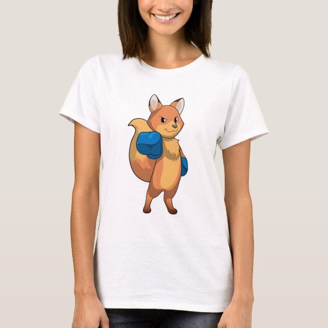 T-shirt Renard en boîte avec gants de boxe (Devant)