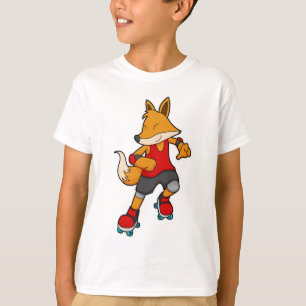 T-shirt Renard en patinage avec roulettes