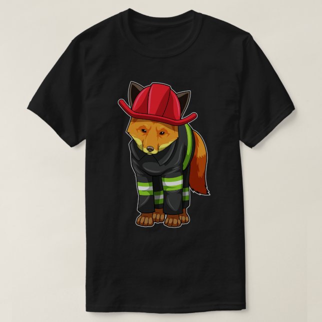 T-shirt Renard en pompier avec casque (Design devant)