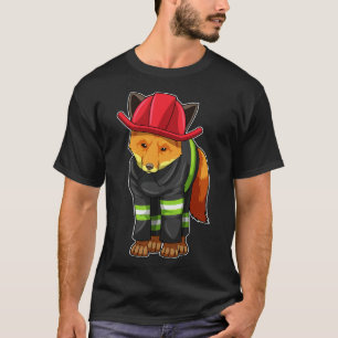 T-shirt Renard en pompier avec casque