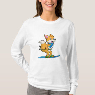 T-shirt Renard en ski avec des pôles de ski
