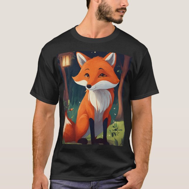 T-shirt Renard espiègle avec Sophistication (Backgro clair (Devant)