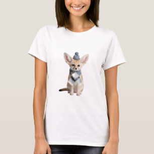 T-shirt Renard fennec adorable portant un bonnet et une éc