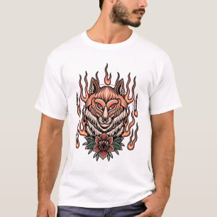 T-shirt Renard flamboyant avec tatouage rose