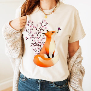T-shirt Renard Fleur de Cerisier Mignon Vêtements de Renar