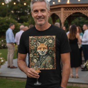 T-shirt Renard Gentleman en Tenue de Soirée Bois Vintage