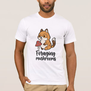 T-shirt Renard Mignon à la Recherche de Champignons Art de