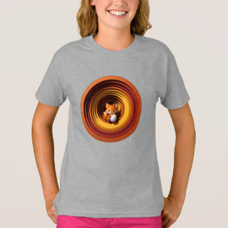 T-shirt Renard Mignon avec Œuf de Pâques Géométrique en Dé