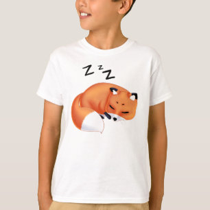 T-shirt Renard mignon de bande dessinée de sommeil de