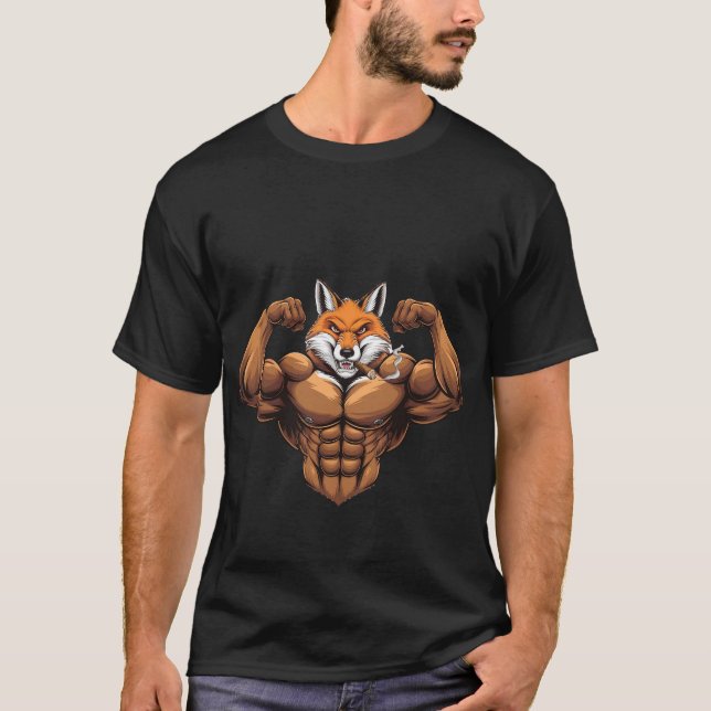 T-shirt Renard Moyenne renard musculaire Fumer renard rena (Devant)