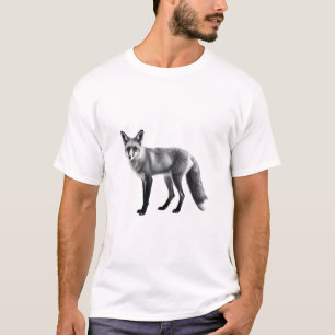 T-shirt Renard noir et blanc