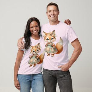 T-shirt Renard pastel floral Cottagecore fantaisiste