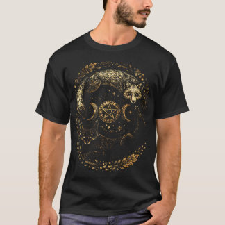 T-shirt Renard Yin Yang Soleil Et Lune Céleste Vintage