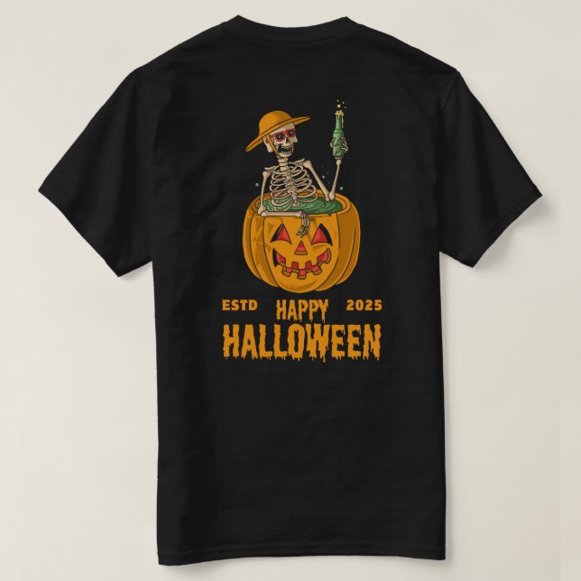 T-shirt Rencontrez les monstres d'Halloween dans le noir (Design dos)