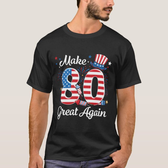 T-shirt Rendre à 80 le 80e anniversaire drapeau américain (Devant)