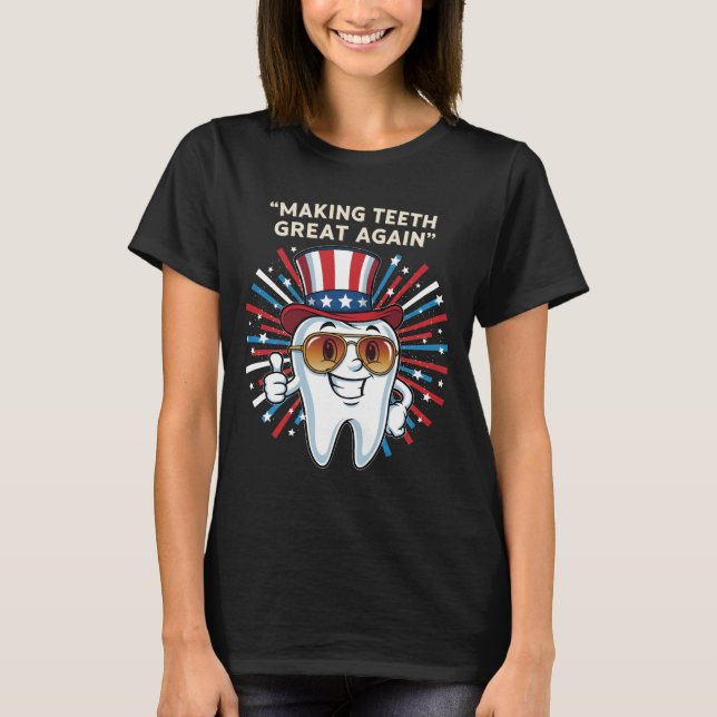 T-shirt Rendre les dents plus grandes 4 juillet Amérique U (Devant)