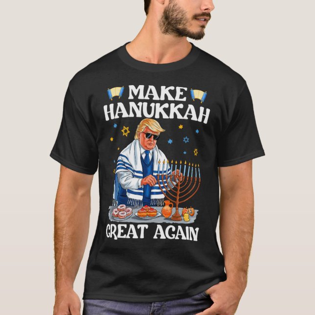 T-shirt Rendre sa grandeur à Hanoukka Trump Juif Ugly Chan (Devant)
