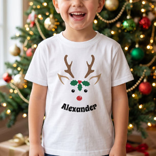 T-shirt Renne à nom personnalisé - Veille de Noël