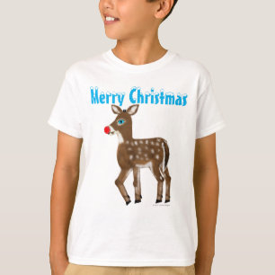 T-shirt Renne au nez rouge aux yeux bleus Joyeux Noël