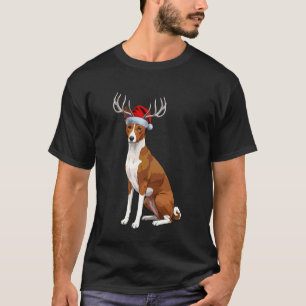 T-shirt Renne Chapeau de Père Noël Fêtes Basenji Noël