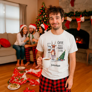 T-shirt Renne de café drôle Noël – Nom personnalisé