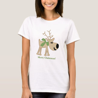 T-shirt Renne de Noël dans l'écharpe verte