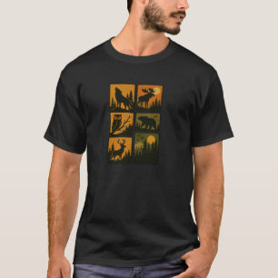 T-shirt Renne Faune Animaux de la forêt Silhouette Ours W