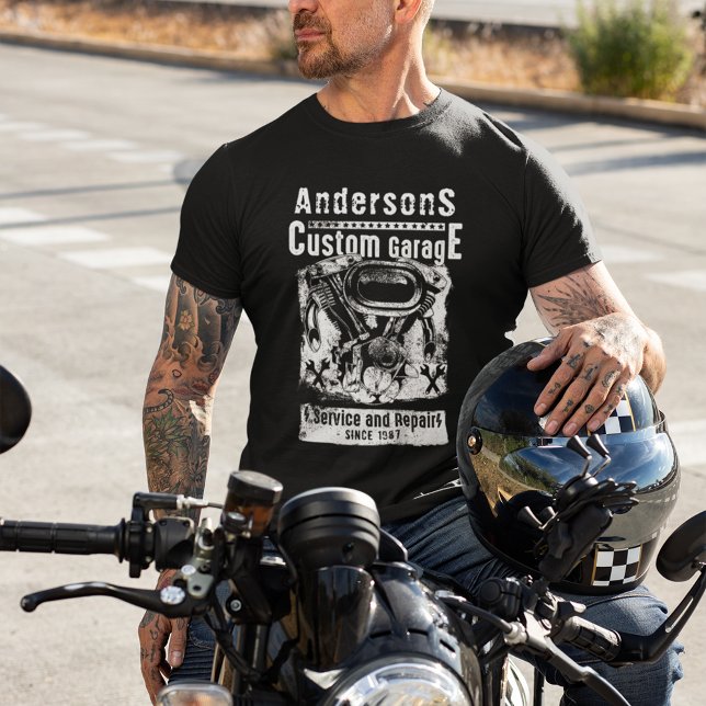 T-shirt Réparation de moto Garage personnalisé (Créateur téléchargé)