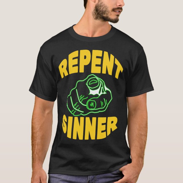 T-shirt Repent Sinner boy retro (Devant)