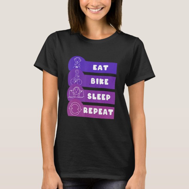 T-shirt Répéter la répétition du sommeil du vélo (Devant)