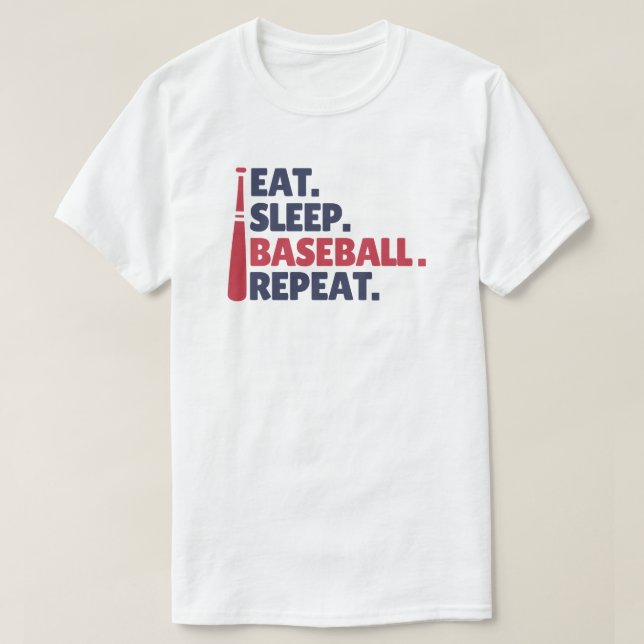 T-shirt Répéter le baseball du sommeil (Design devant)