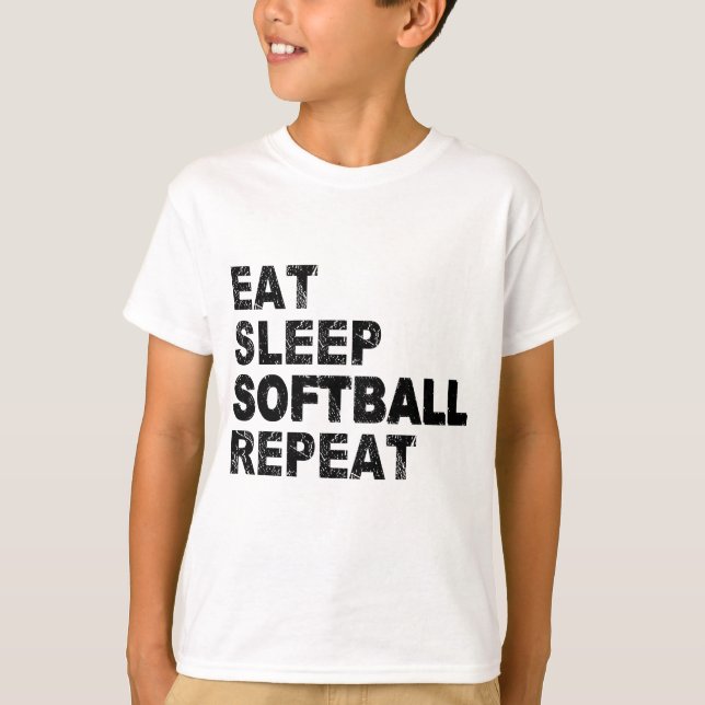 T-shirt Répéter le softball du sommeil (Devant)
