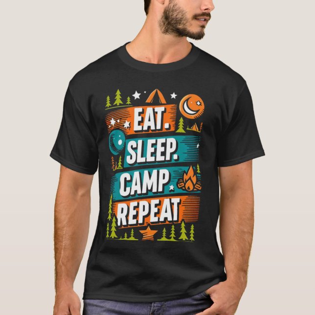 T-Shirt Répétez Le Camp De Sommeil - Amateur De Pl (Devant)