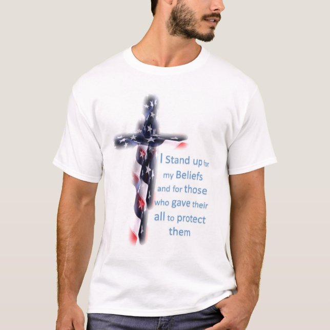 T-shirt Représentez l'appui de drapeau de croyances nos (Devant)