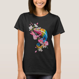 T-shirt Reptiles Fleurs sauvages colorés Chameleon Lizard