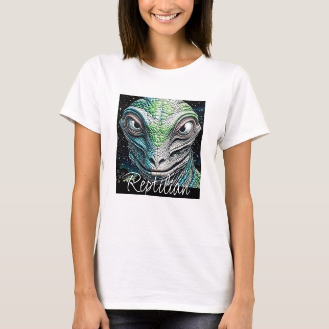 T-shirt Reptilian Lizard Homme Alien Extraterrestre En cou (Devant)
