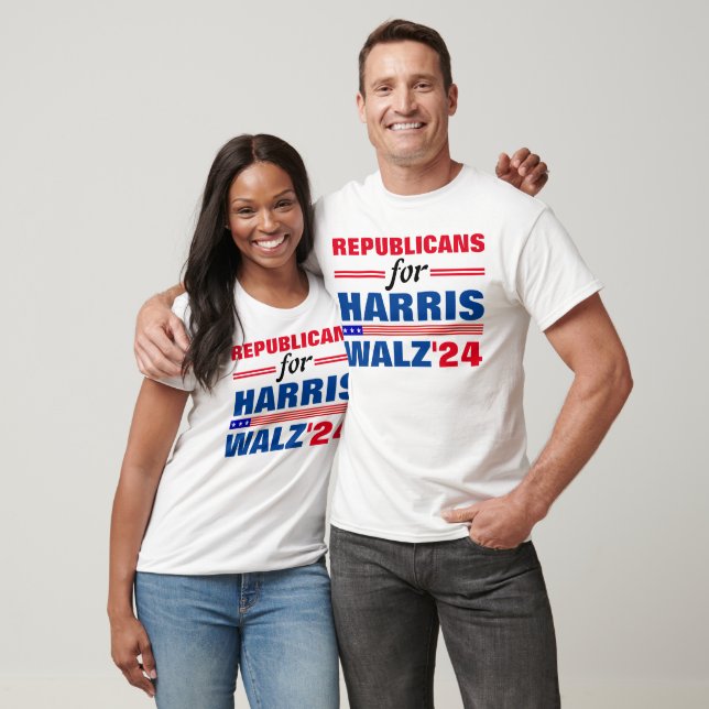 T-shirt Républicains pour Harris Walz Red Blue (Unisexe)