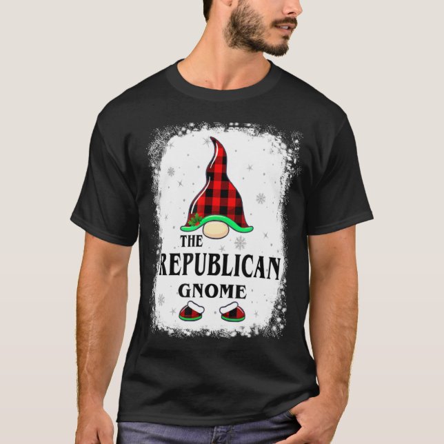 T-shirt Republican Gnome Buffalo Plaid Matching Family Xma (Devant)