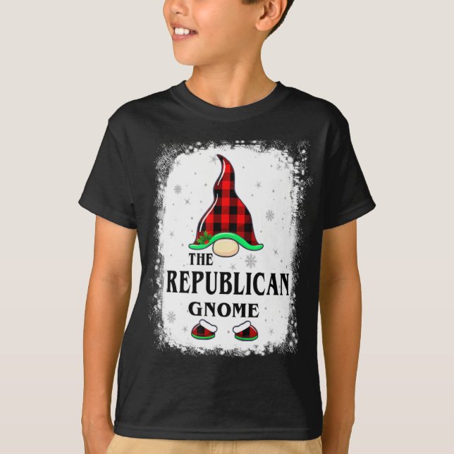 T-shirt Republican Gnome Buffalo Plaid Matching Family Xma (Devant)