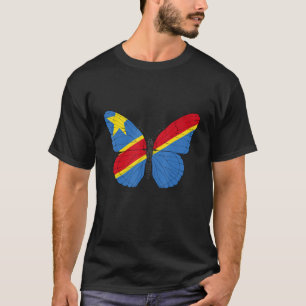T-shirt République démocratique du Congo Papillon Drapeau 