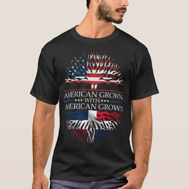 T-shirt République Dominicaine Drapeau Roots Domin Cultivé (Devant)