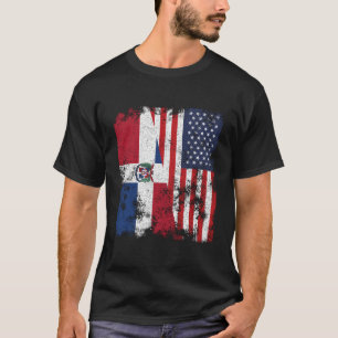 T-shirt République Dominicaine Drapeau Usa en détresse - D