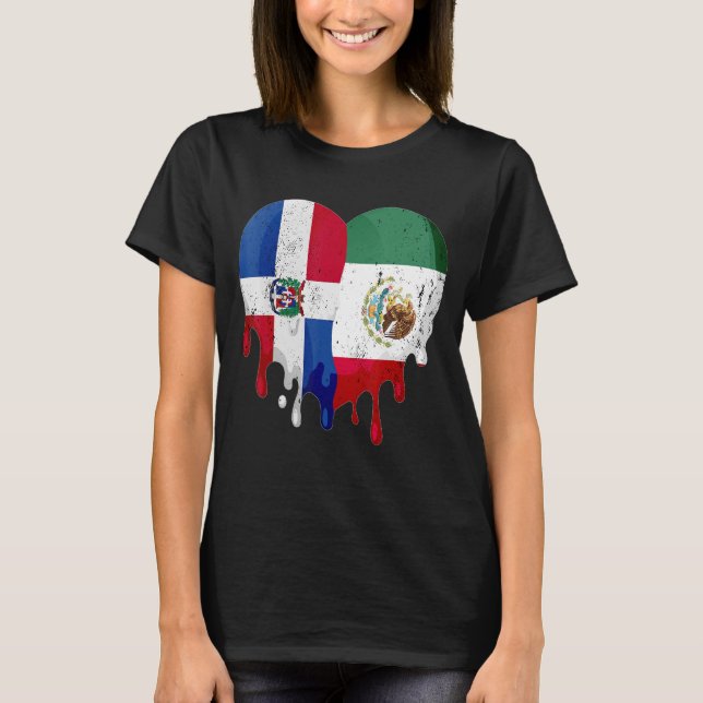 T-shirt République Dominicaine Mexique Drapeau Coeur Citoy (Devant)